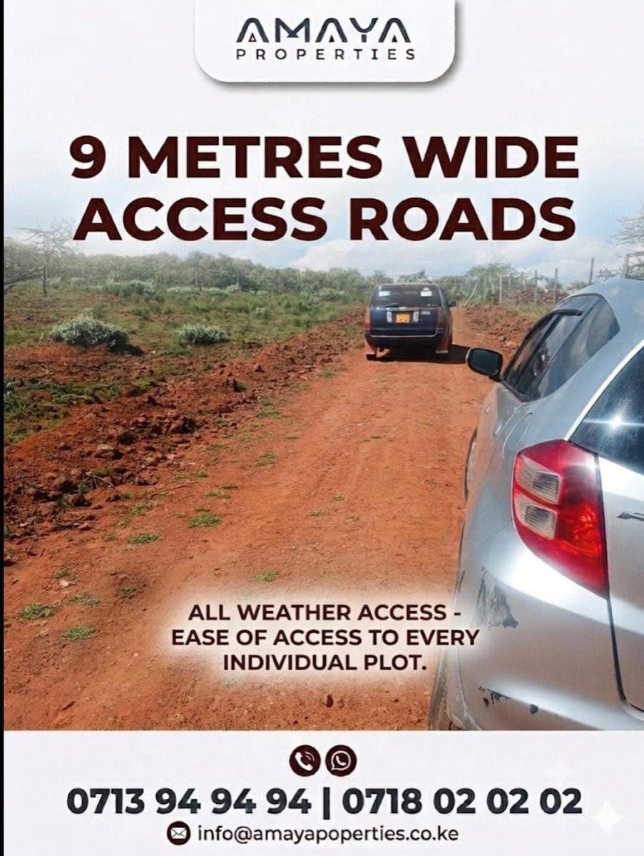 Wide access road to plots along the Ngong–Suswa road
